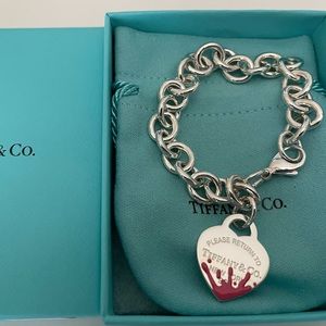 Tiffany RTT Color Spash Pink Heart Bracelet